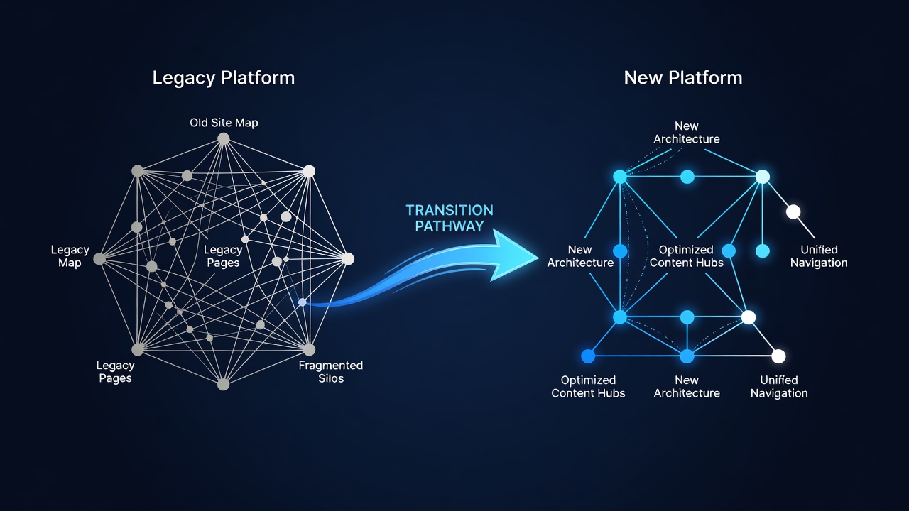 Screenshot of internal link analytics dashboard highlighting changes in link velocity post-transition